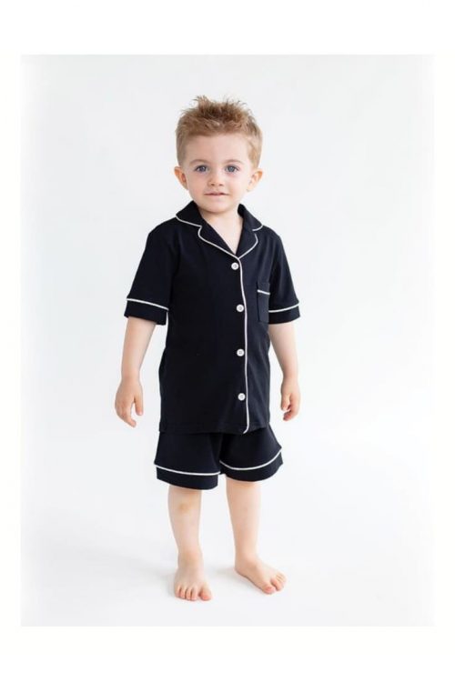 kids Black linen Shorts+Shirt (1 to 12 Years)