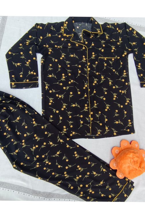 Trouser+Shirt Black orange floral