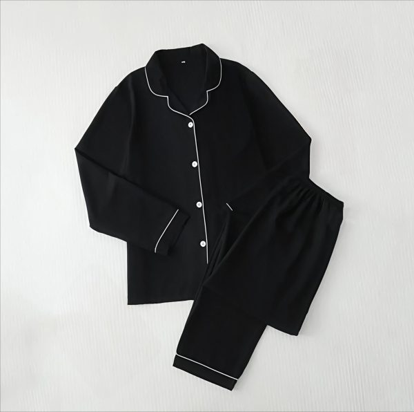 Cozy Black Linen Pajamas - Image 3